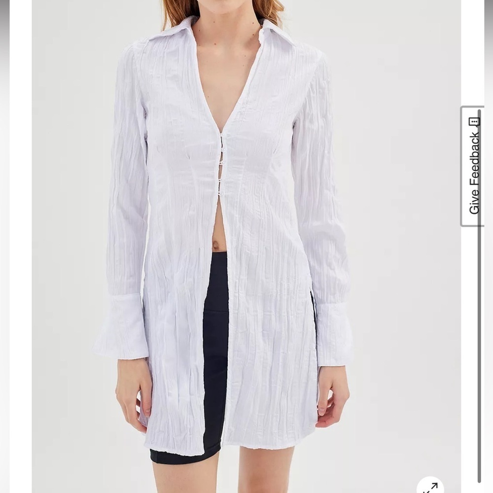 Urban Outfitter White Jordyn Textured Flyaway Shirt‎ Women’s Sz S